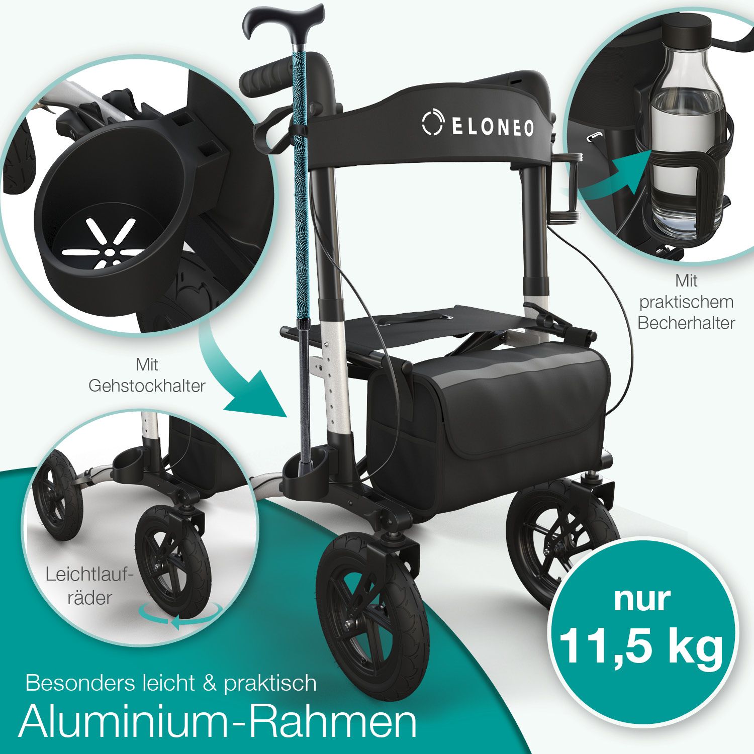 ELONEO Outdoor Rollator mit Luftbereifung