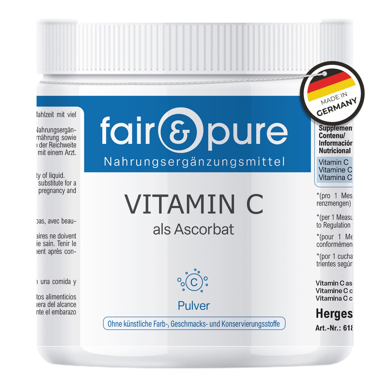 fair - pure | Vitamin C als Ascorbat Pulver 500 g