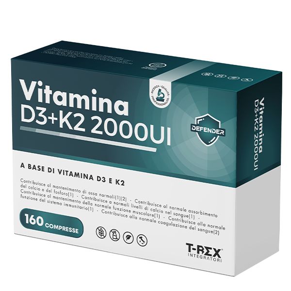 T-Rex Integratori Vitamina D3 + Vitamina K2 160 compresse