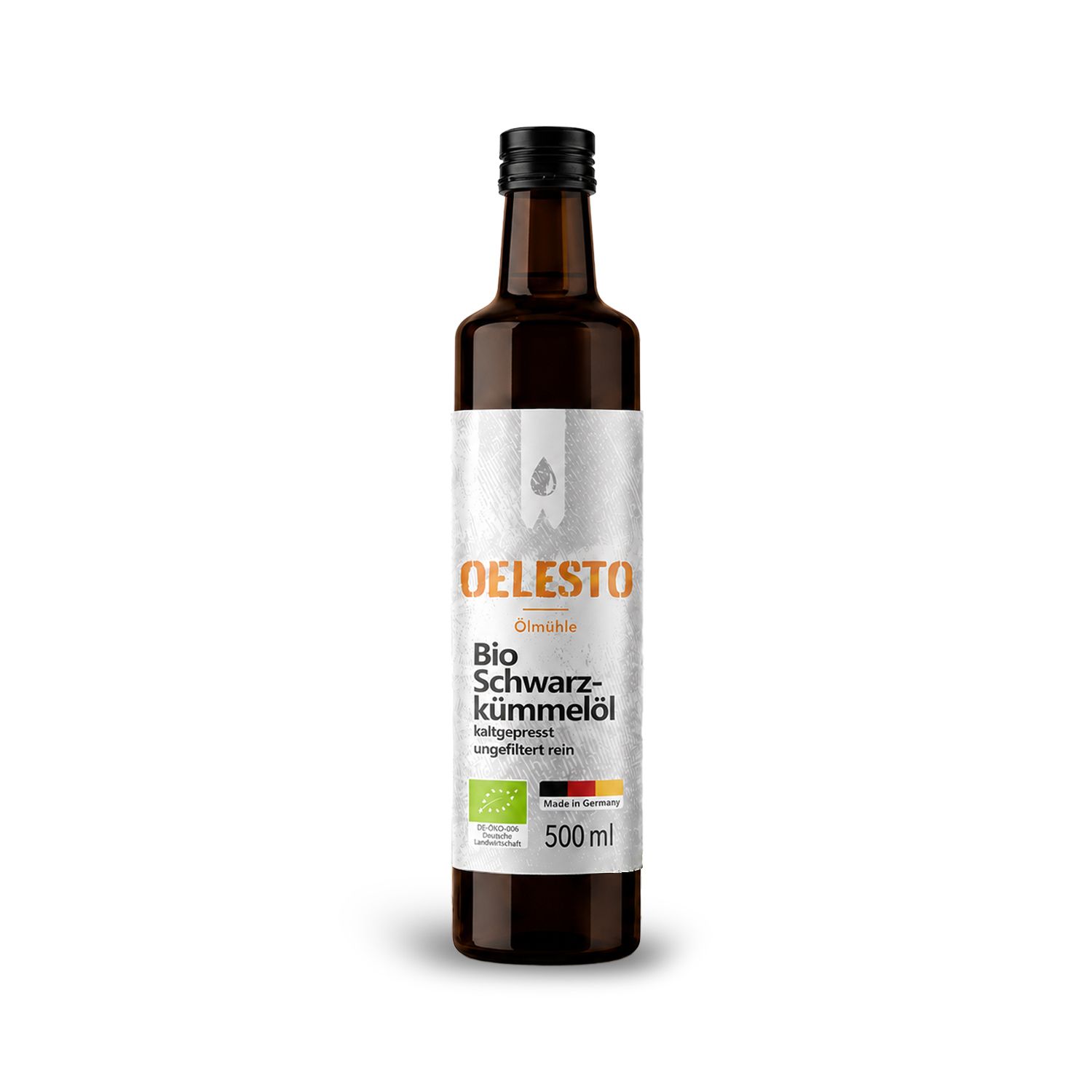 Oelesto Bio-Schwarzkümmelöl ungefiltert kaltgepresst aus ägyptischer Nigella Sativa 500 ml Öl