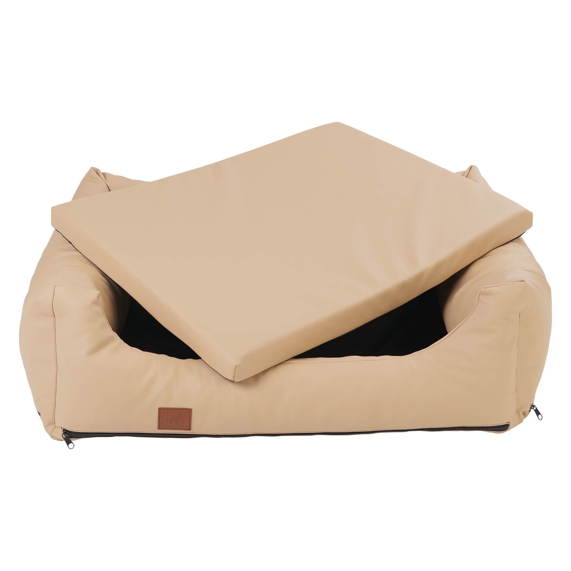 orthopädisches Hundebett "Buddy", Kunstleder, Farbe Beige 140 x 100