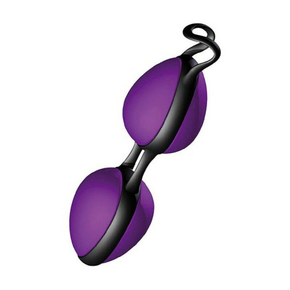 Violett-schwarzes Produkt mit zwei ovalen Kugeln und schwarzem Griff.
