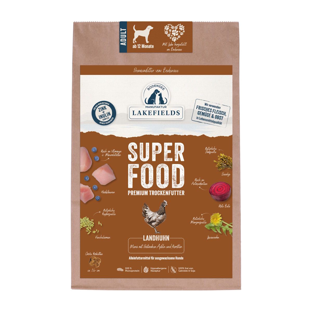Lakefields - Superfood Premium Hundefutter Landhuhn Komplettmenü 2500 g