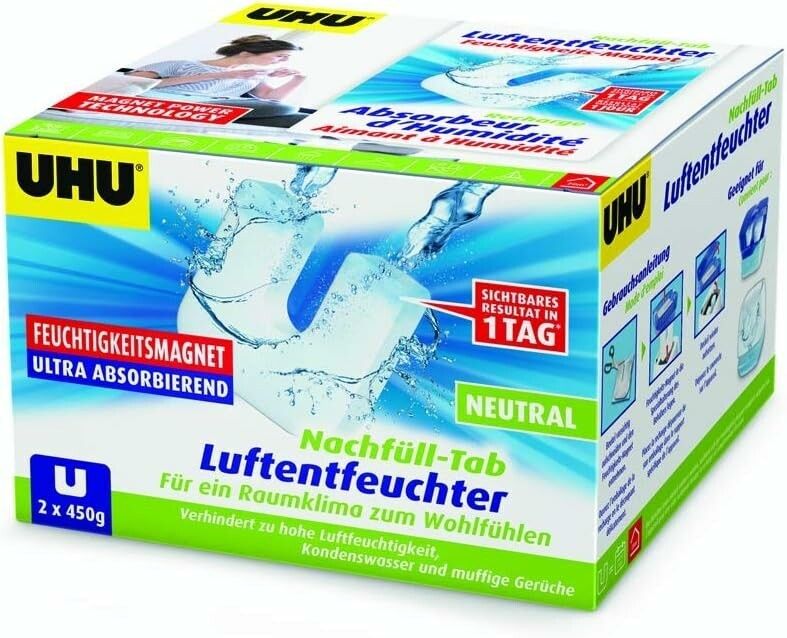 UHU Feuchtigkeitsmagnet Nachfülltab, Innovative Nachfülleinheit für handelsübliche Luftentfeucht