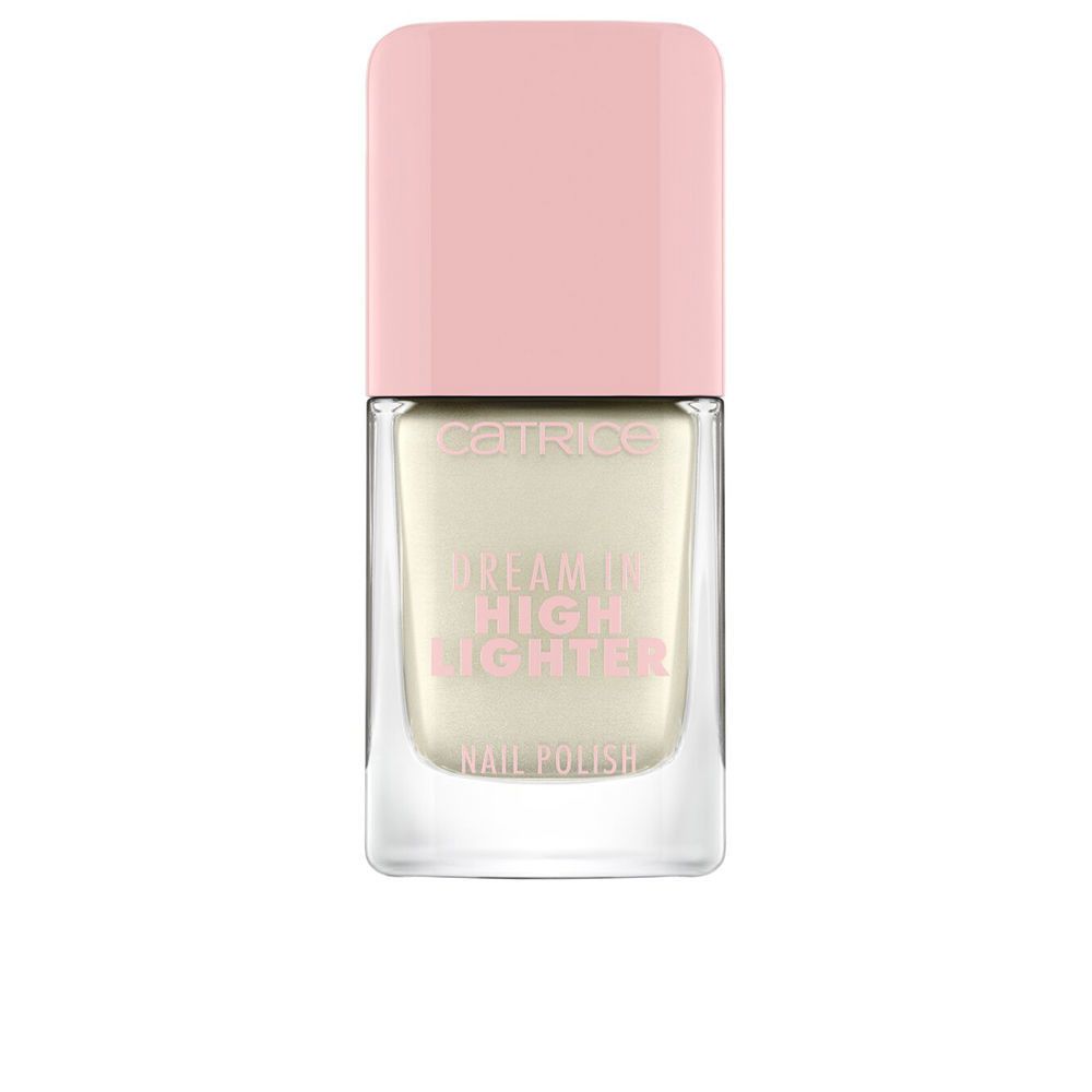 Nagellackflasche mit rosa Deckel. Aufschrift: DREAM IT HIGH LIGHTER. Marke: Catrice. Farbe: Go With The Glow.