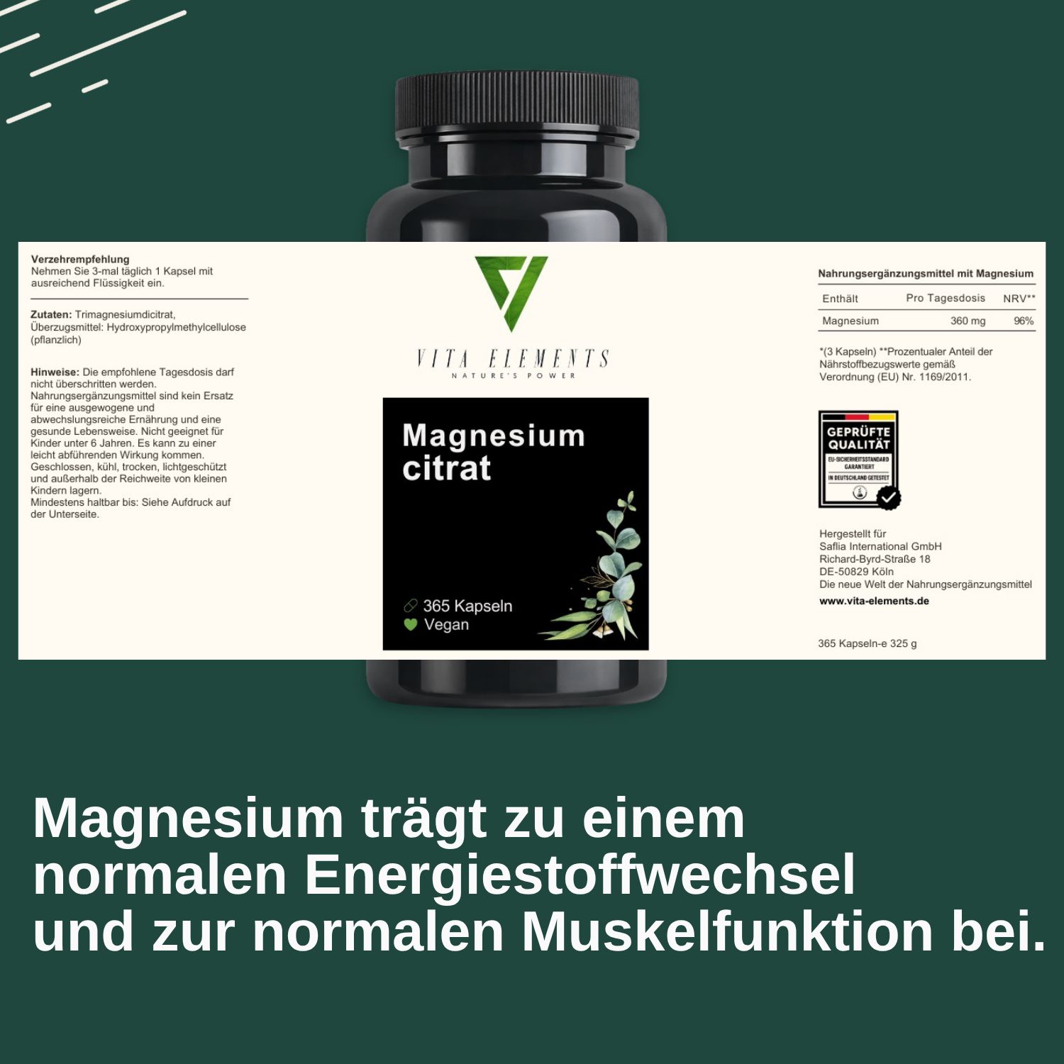 Vita Elements Magnesiumcitrat Kapseln