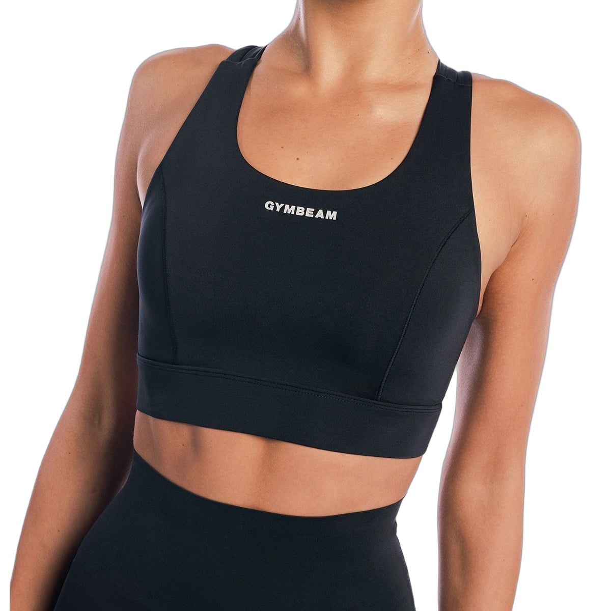 GymBeam Sport-BH Damen Aura mit Polsterung und gekreuzten Trägern Black
