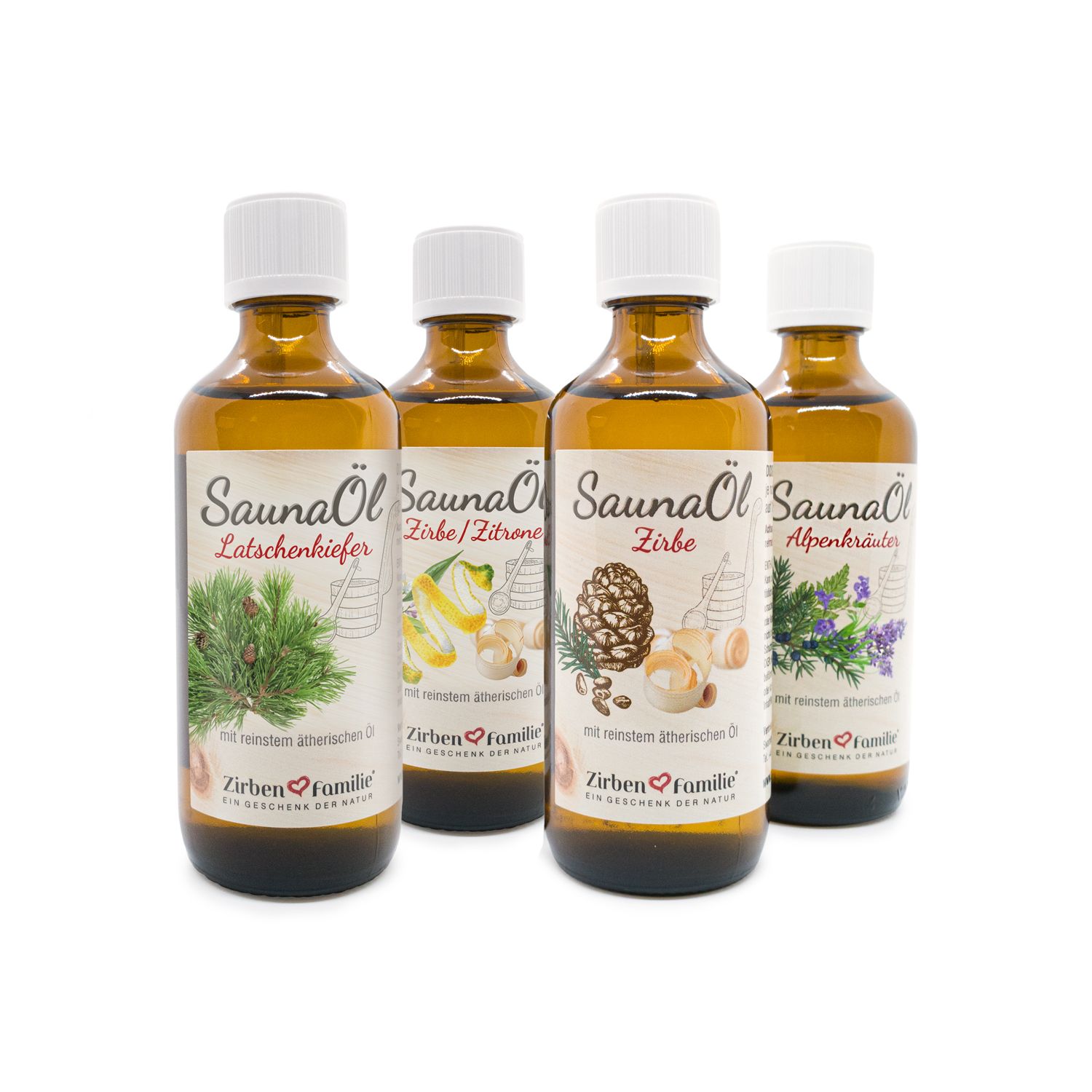 ZirbenFamilie® 4er KOMBI-SPAR Set SaunaÖle