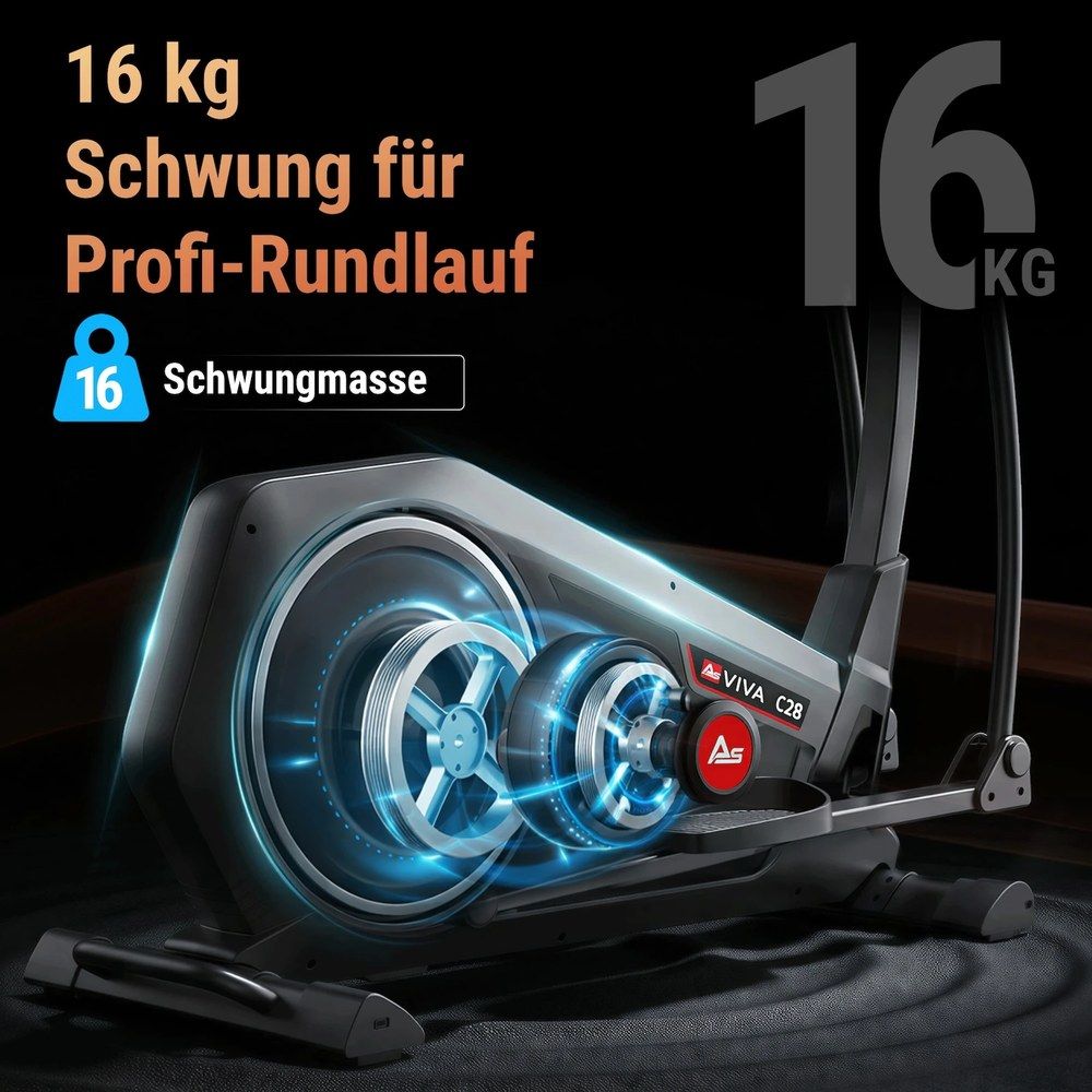 Detailansicht des Schwungrads (16 kg) eines Crosstrainers C28 Runner.