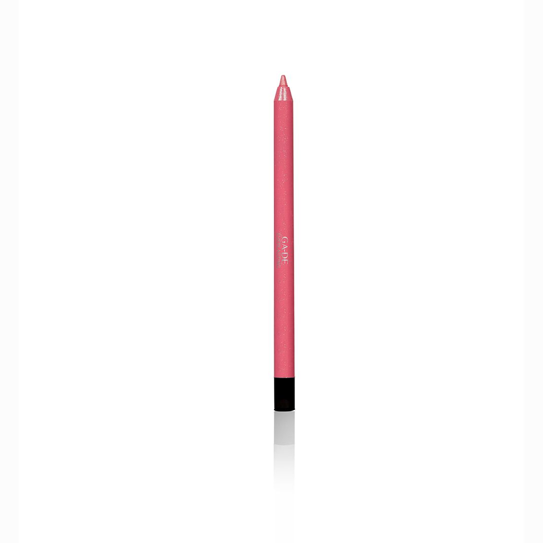 Ein rosafarbener Lipliner-Stift mit schwarzem Ende. Der Stift ist auf weißem Hintergrund abgebildet.