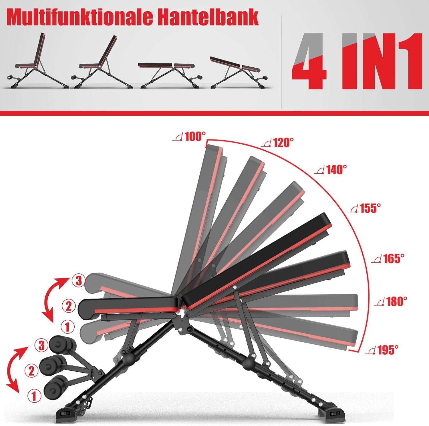 DH FitLife klappbar multifunktional Hantelbank