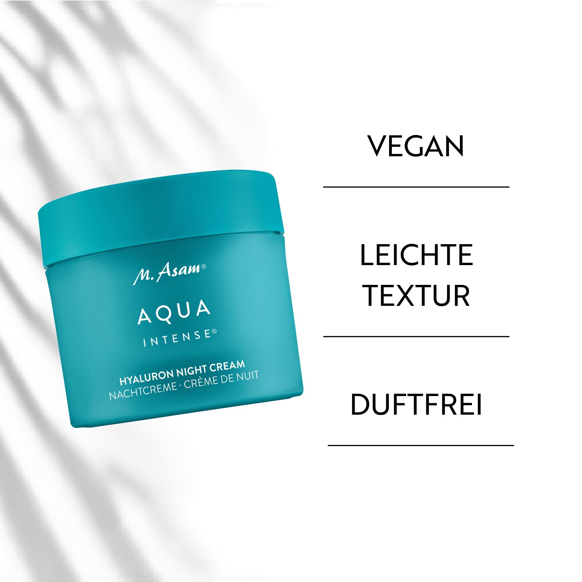 M. Asam Aqua Intense Hyaluron Nachtcreme Tiegel, vegan, leichte Textur, duftfrei.