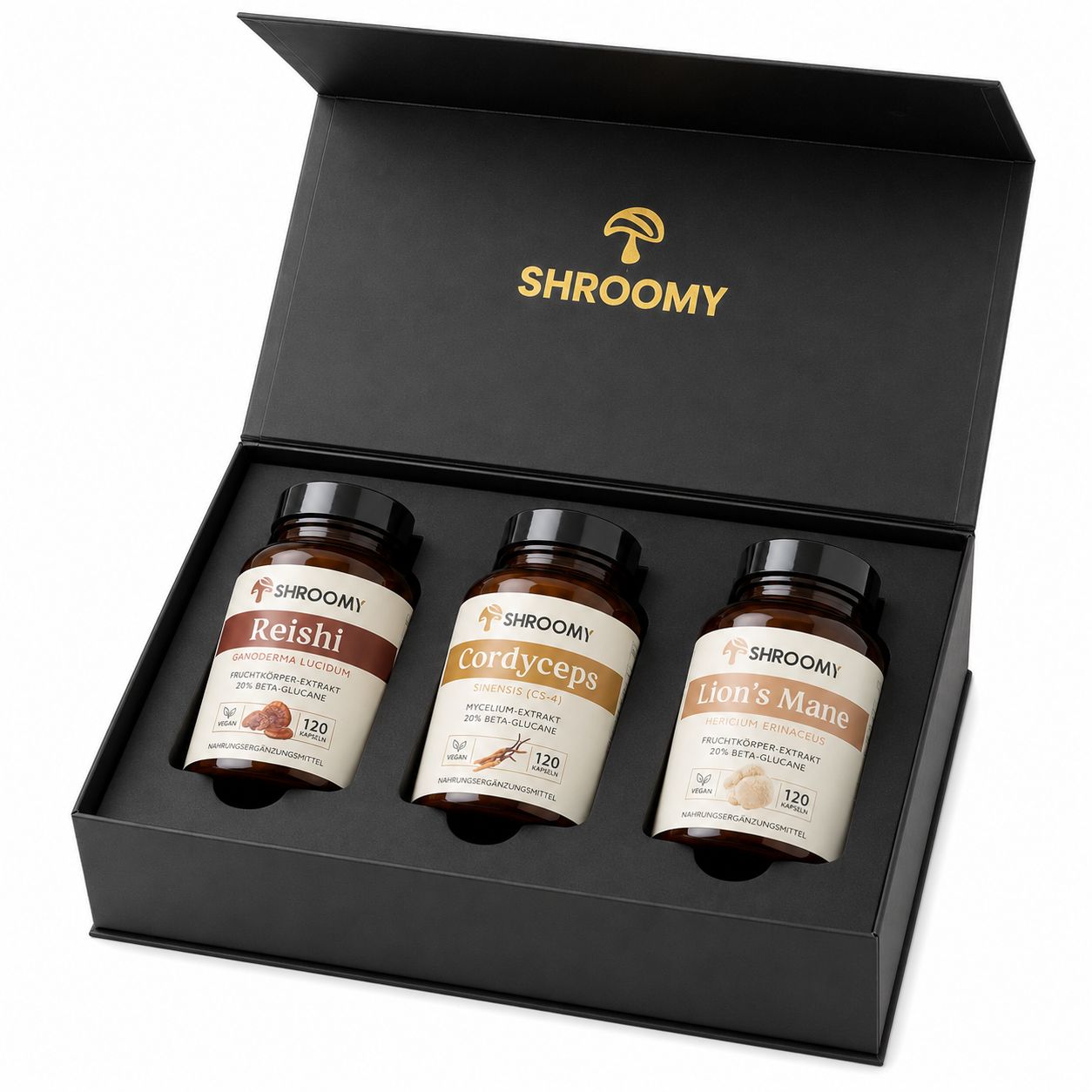 Shroomy Premium Pilz-Trio – Lion’s Mane, Cordyceps & Reishi 360 St Kapseln
