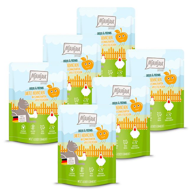 MjAMjAM - Quetschie Chicks & Friends zartes Hühnchen an schmackhaften Apfelstückchen 6x300 g Futter