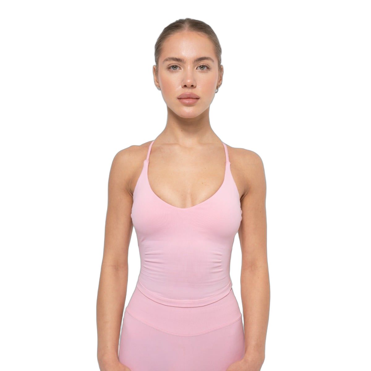 GymBeam Tanktop Damen Slim-Fit mit tiefem V-Ausschnitt Baby Pink 1 St