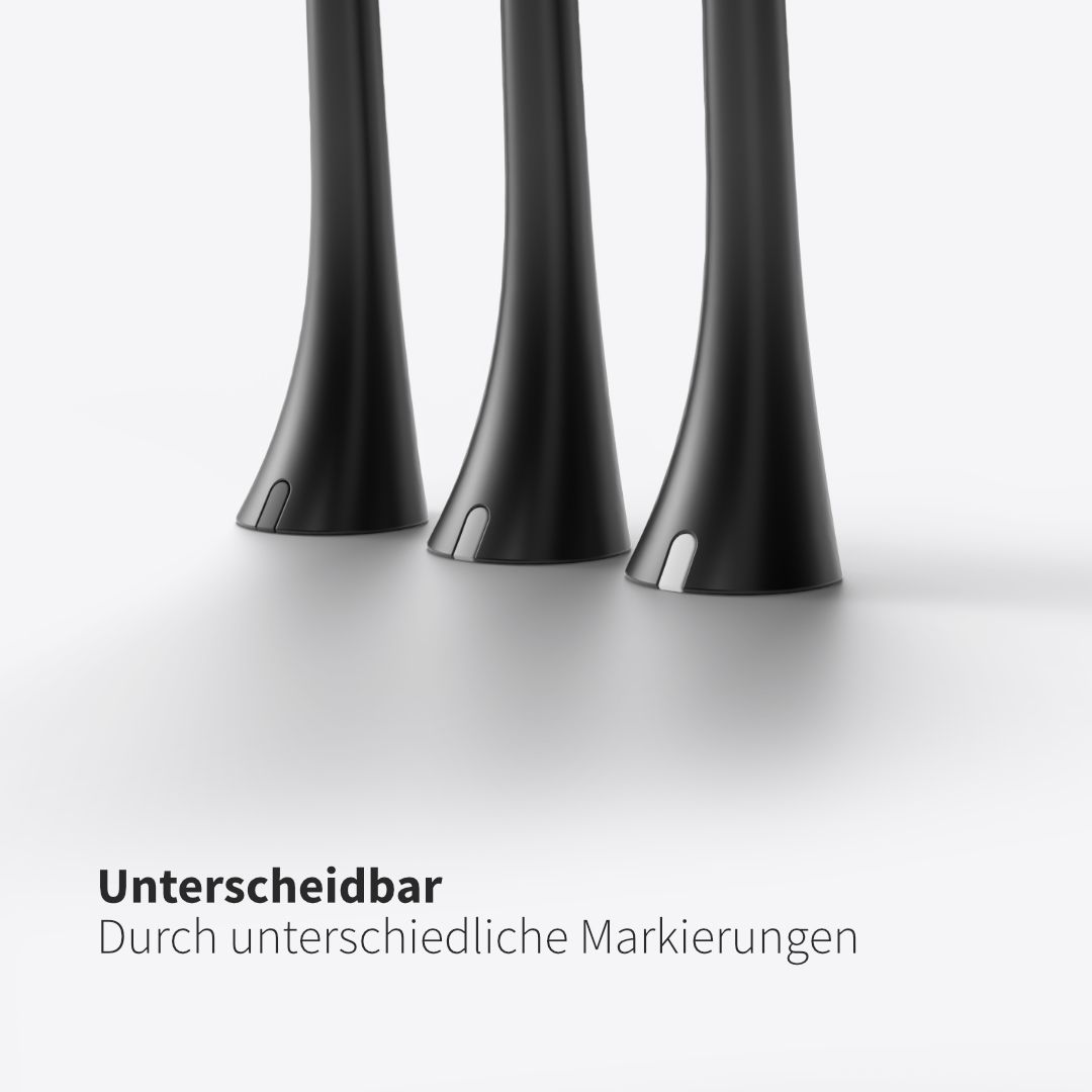 Zahnheld Bürstenkopf Basic Medium schwarz (6 Stück) - mittelharte Wechselköpfe