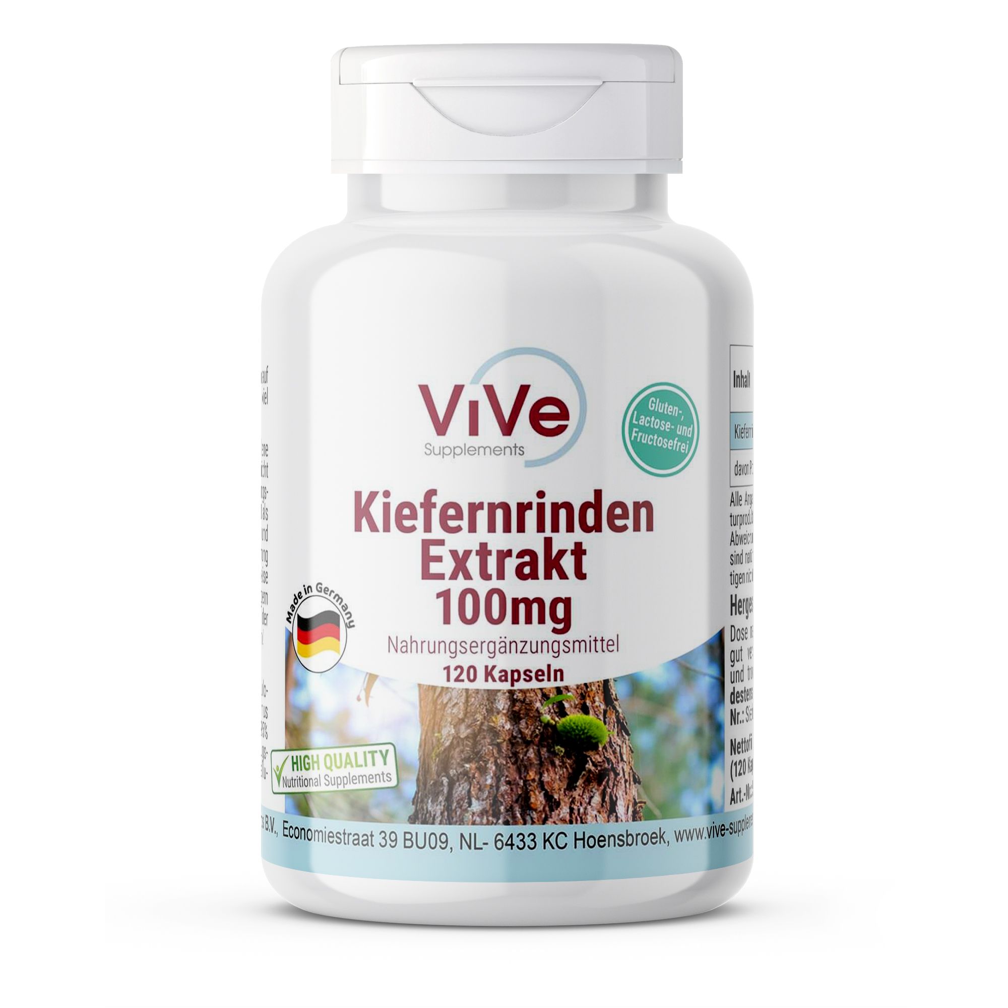 Vive Supplements | Kiefernrinden Extrakt 200mg - Schluckfreundlich 120 St