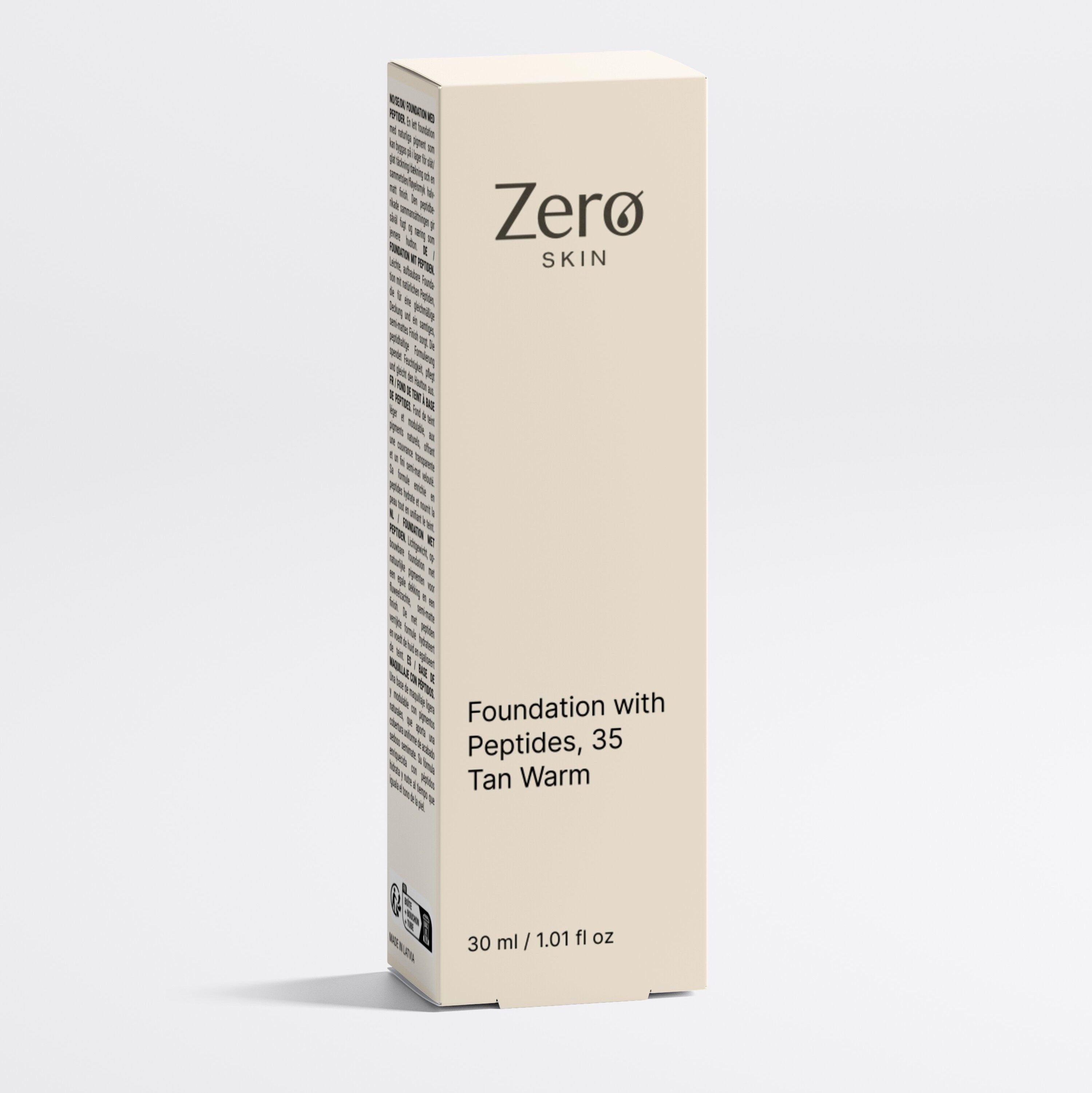 Verpackung Zero Skin Foundation mit Peptiden, 35 Tan Warm.