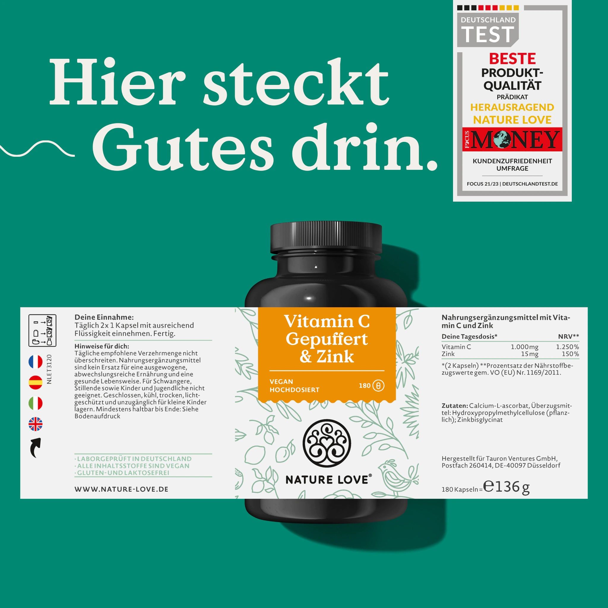 NATURE LOVE® Vitamin C Gepuffert & Zink