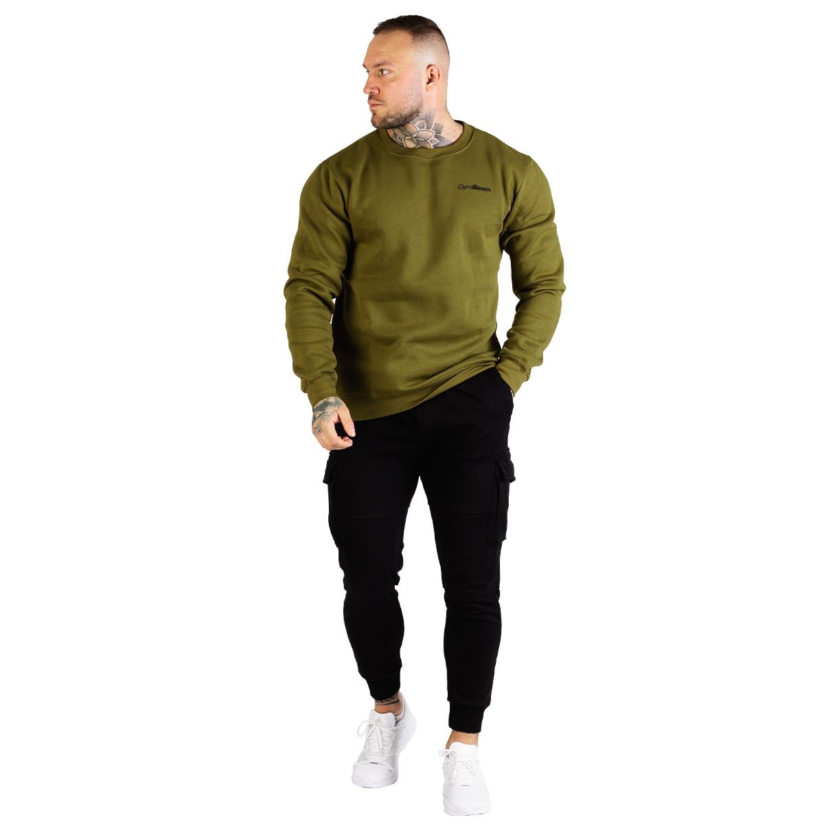 GymBeam Sweatshirt Herren regular ohne Kapuze in Militärgrün
