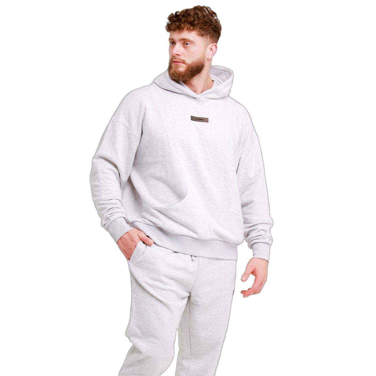 GymBeam Hoodie Herren Regular Fit mit Kapuze und Kängurutasche, Modell Unity Grau