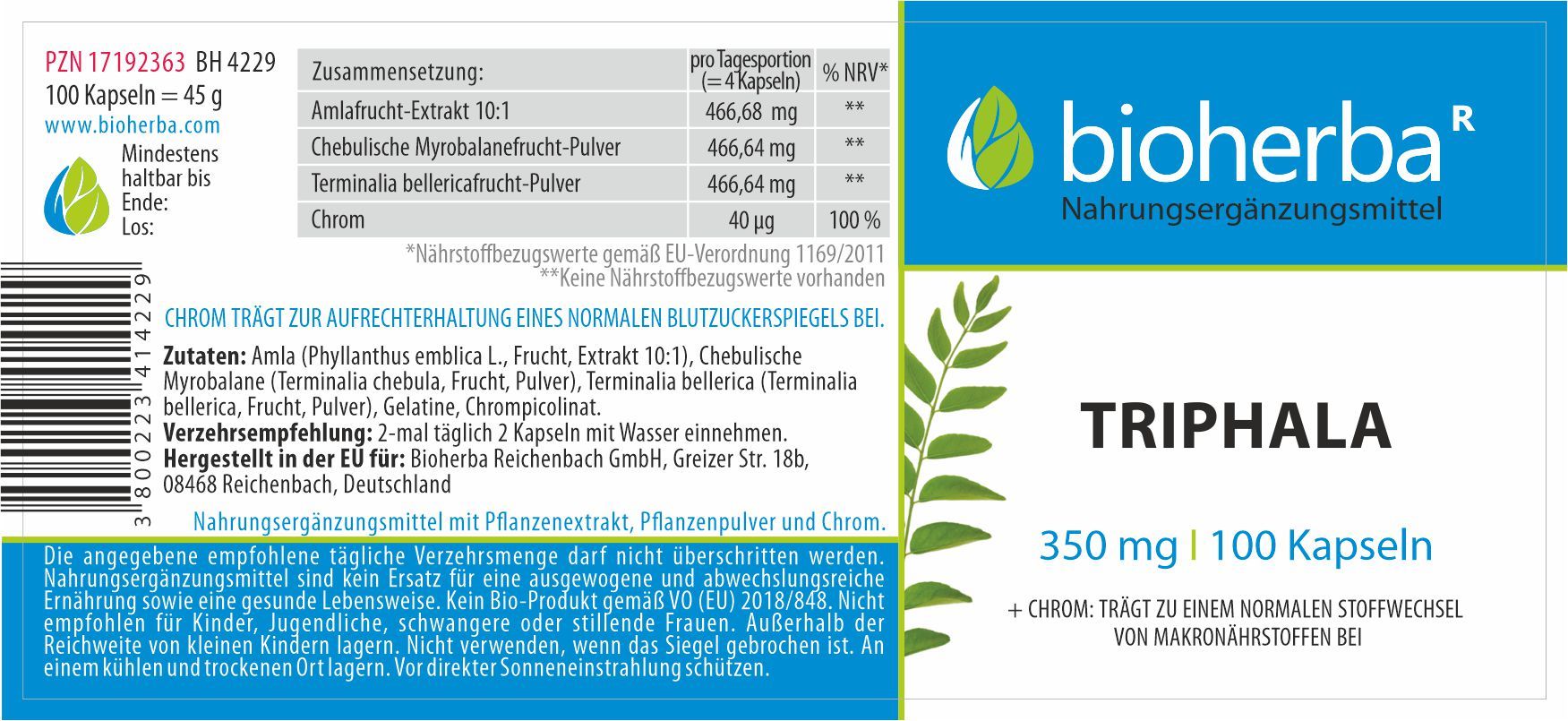 Triphala 350 mg 100 Kapseln  PZN 17192363