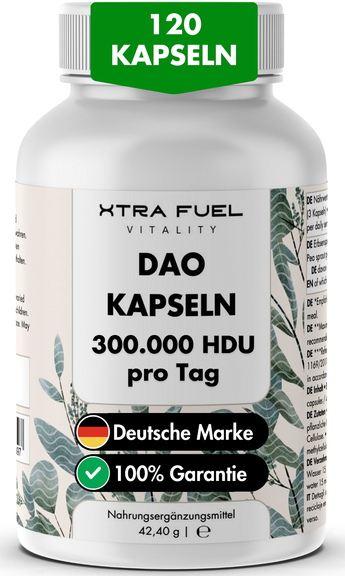XTRA FUEL DAO DiAminOxidase 300.000 HDU Kapseln 40-Tage-Vorrat