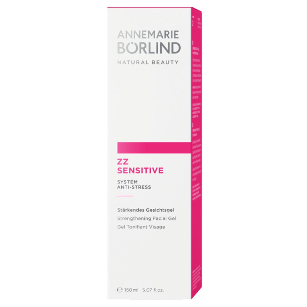 ANNEMARIE BÖRLIND ZZ Sensitive Gesichtsgel. Flasche mit Pumpe. Gel-Textur, gelb. Produkt- und Markenname sichtbar.