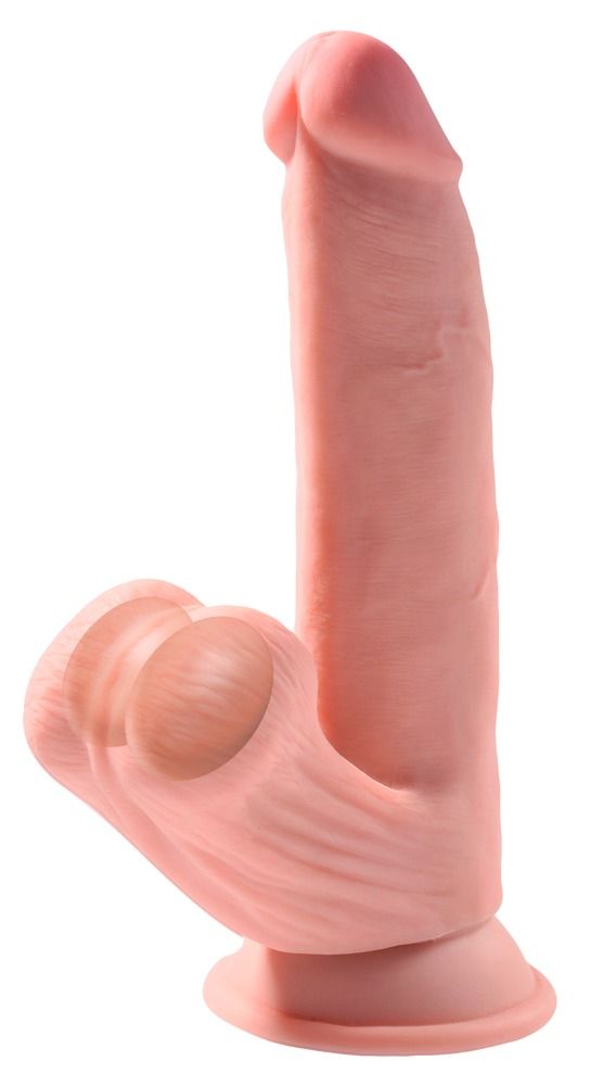 Dildo „Triple Density" mit Hoden und Saugfuß | Strap-on kompatibel | King Cock