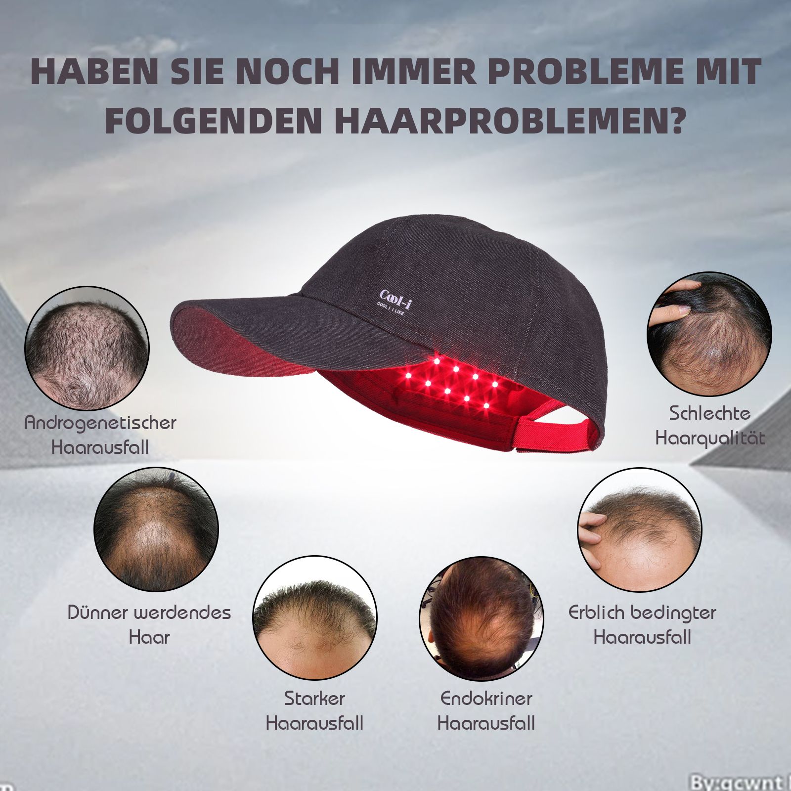 COOL-i LED Haarpflegehaube,158 LEDs, kabellos, mit Infrarot & Blaulicht, Timer, wiederaufladbar