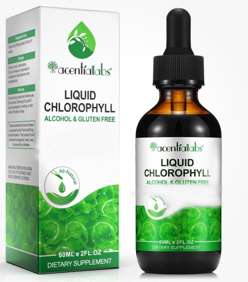acentialabs Flüssiges Chlorophyll Tropfen 60 ml zum Einnehmen