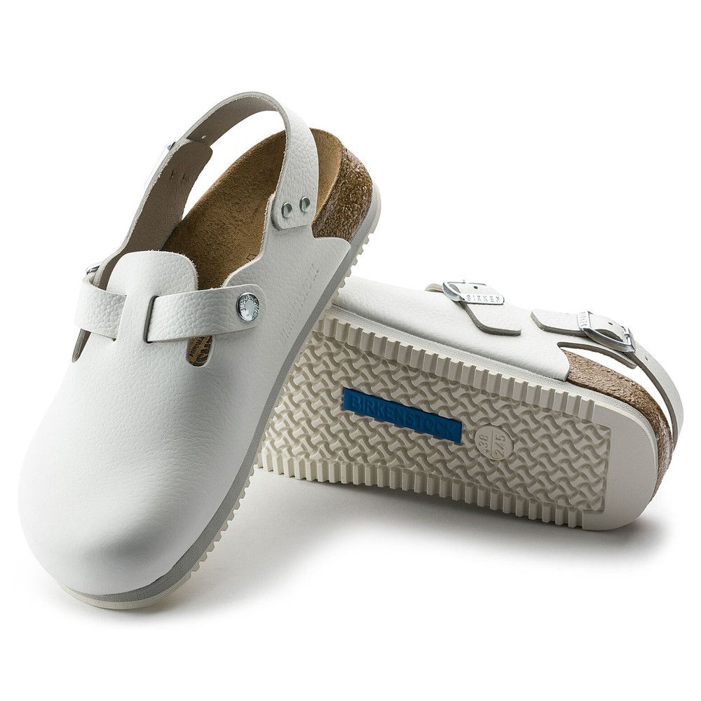 Clog Tokio Super Grip, Naturleder, weiß