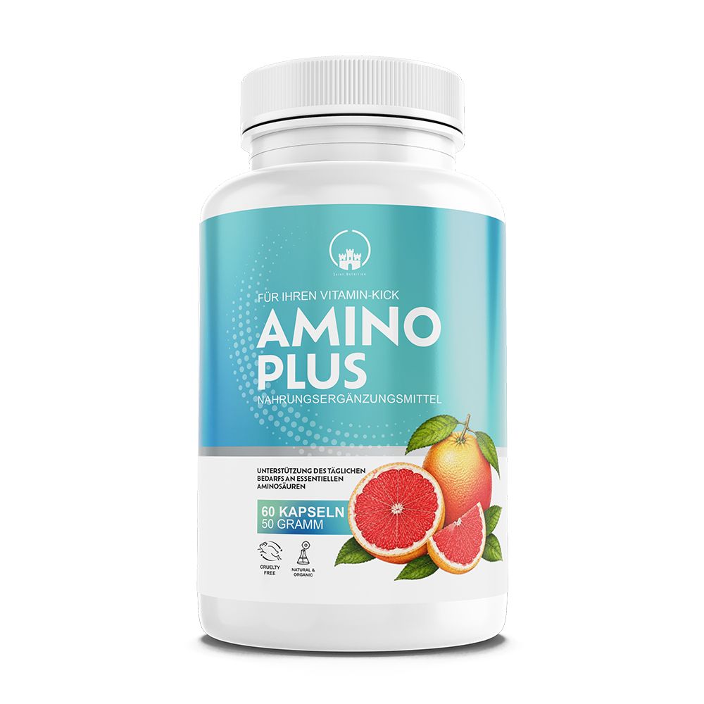 Saint Nutrition® Amino Plus Kapseln | Wichtige Vitamine B12 mit Folsäure & L-Lysin Hochdosiert 60 St