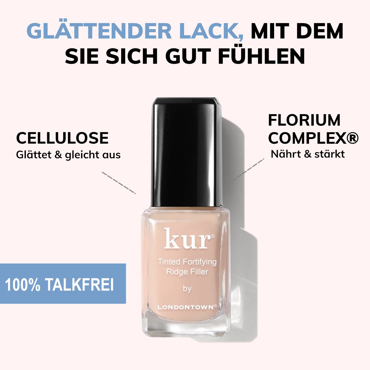 LONDONTOWN Kur Tinted Fortifying Ridge Filler Glättender getönter Nagellack Apricot Beige