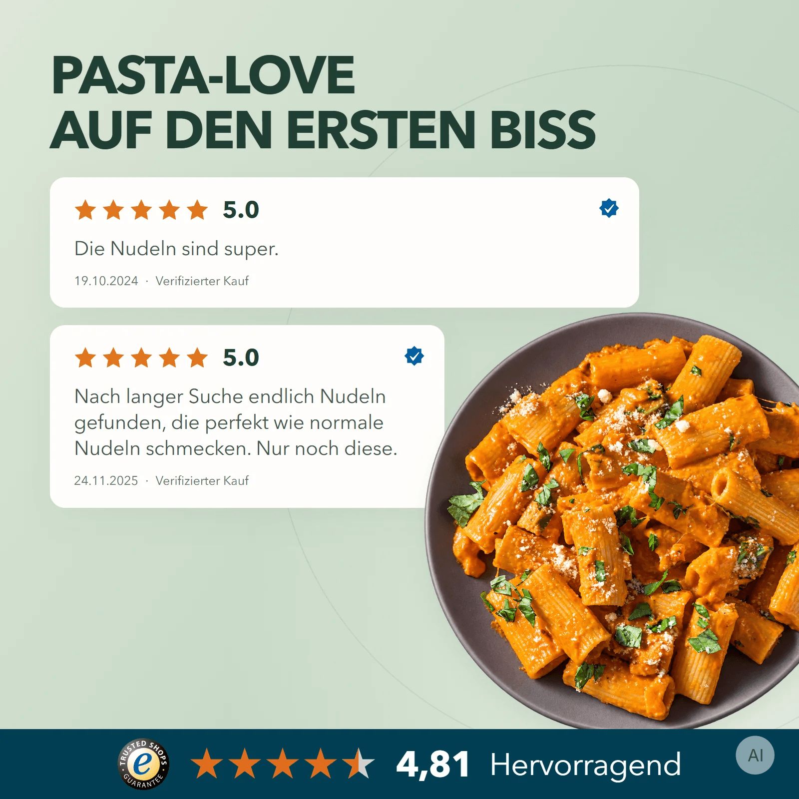 Locawo Risoni Nudeln mit Nährwertangaben und Produktmerkmalen.