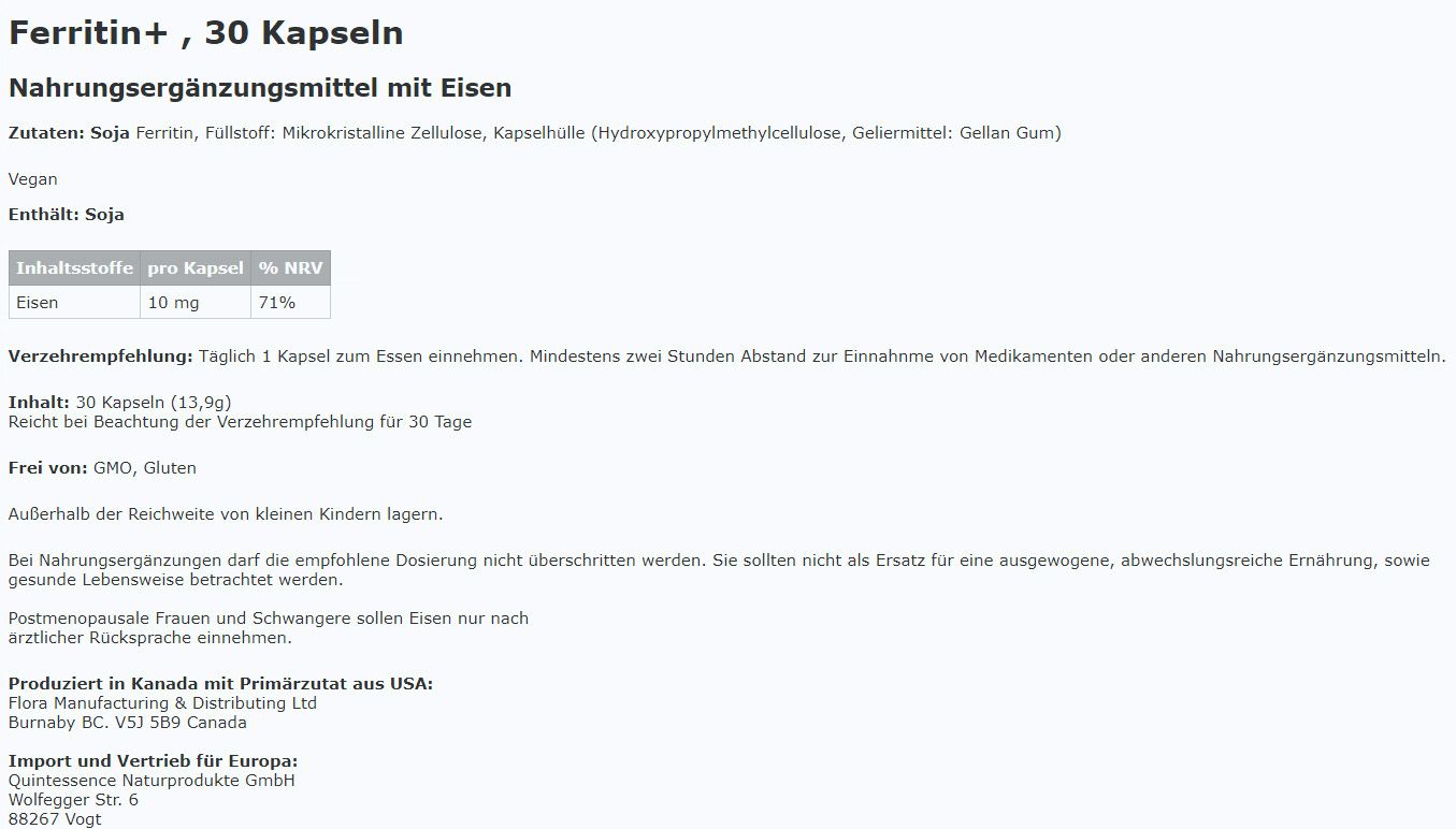 Ferritin+™ Eisen Kapseln von FMD