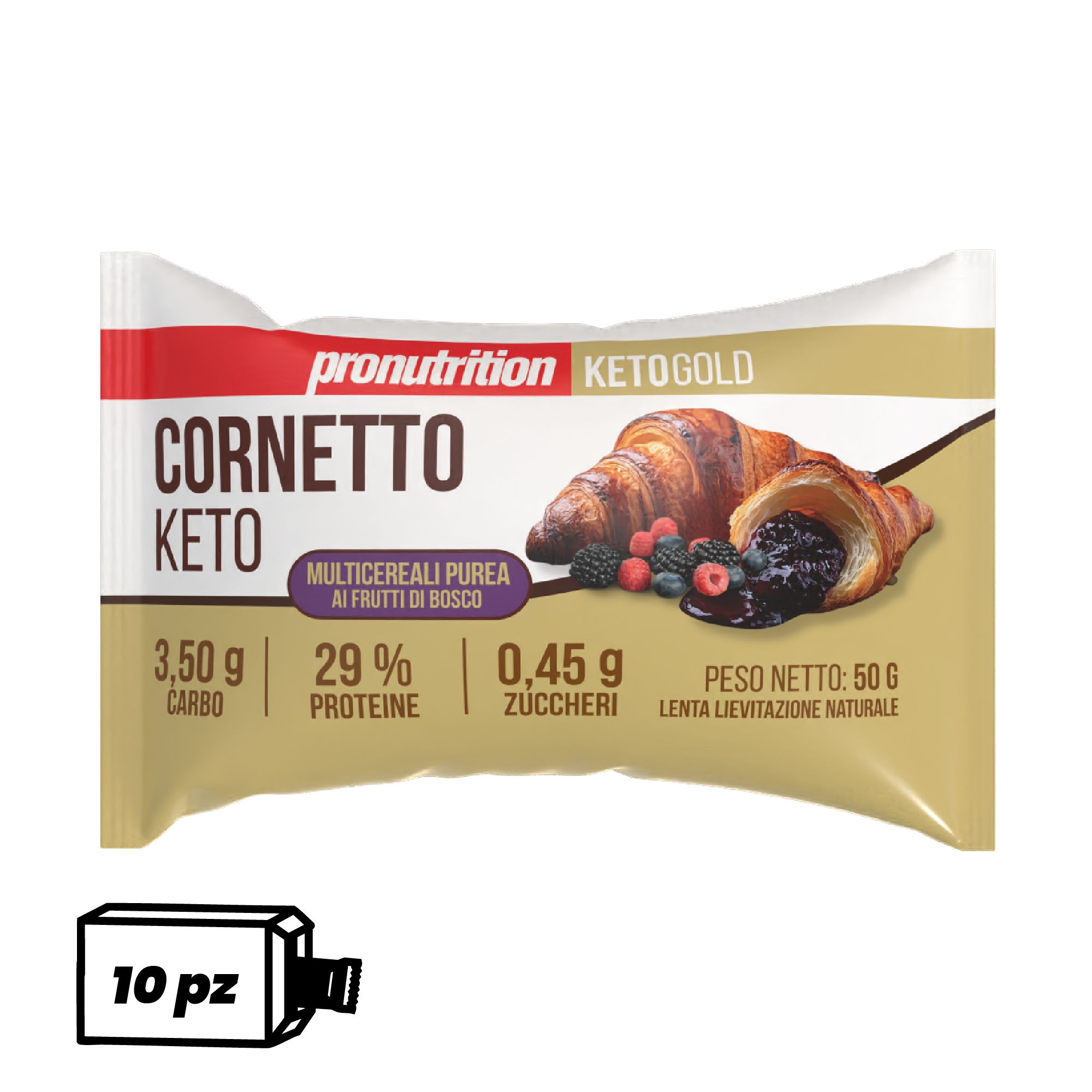 Pronutrition Cornetto keto multicereali (10 pezzi x 50 gr, Frutti di bosco)