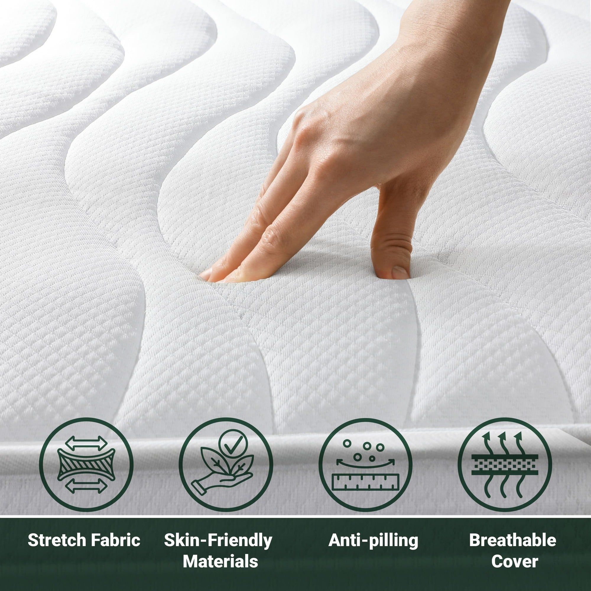 The White Stone Matratze 140x190 cm mit Antibakterieller Schaum | Höhe 16 cm