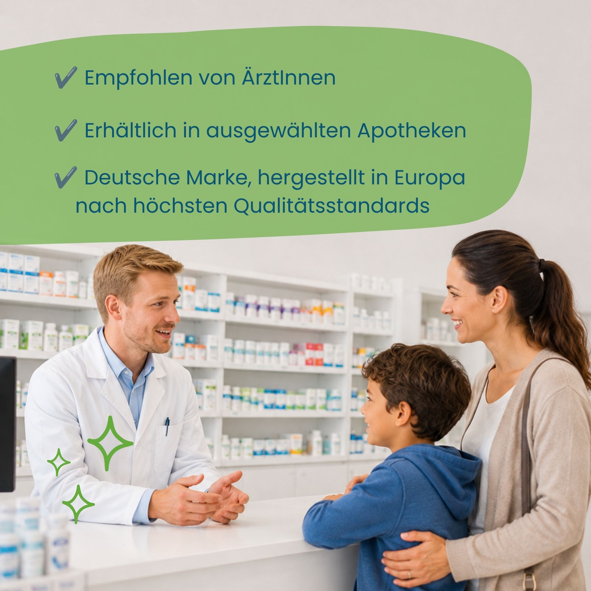 Beratung in der Apotheke über Hokus Fokus Gummies.
