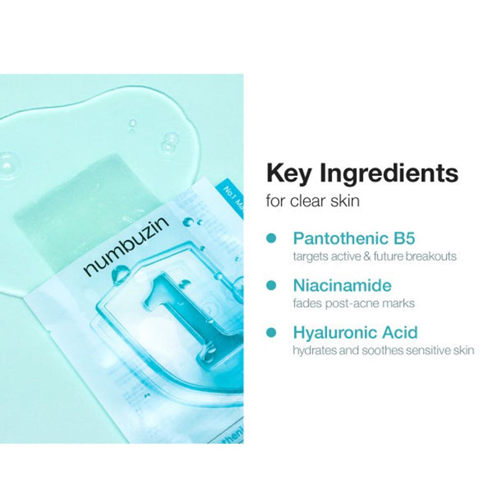 Tuchmaskenverpackung mit Hyaluronsäure, Pantothensäure B5 und Niacinamid.