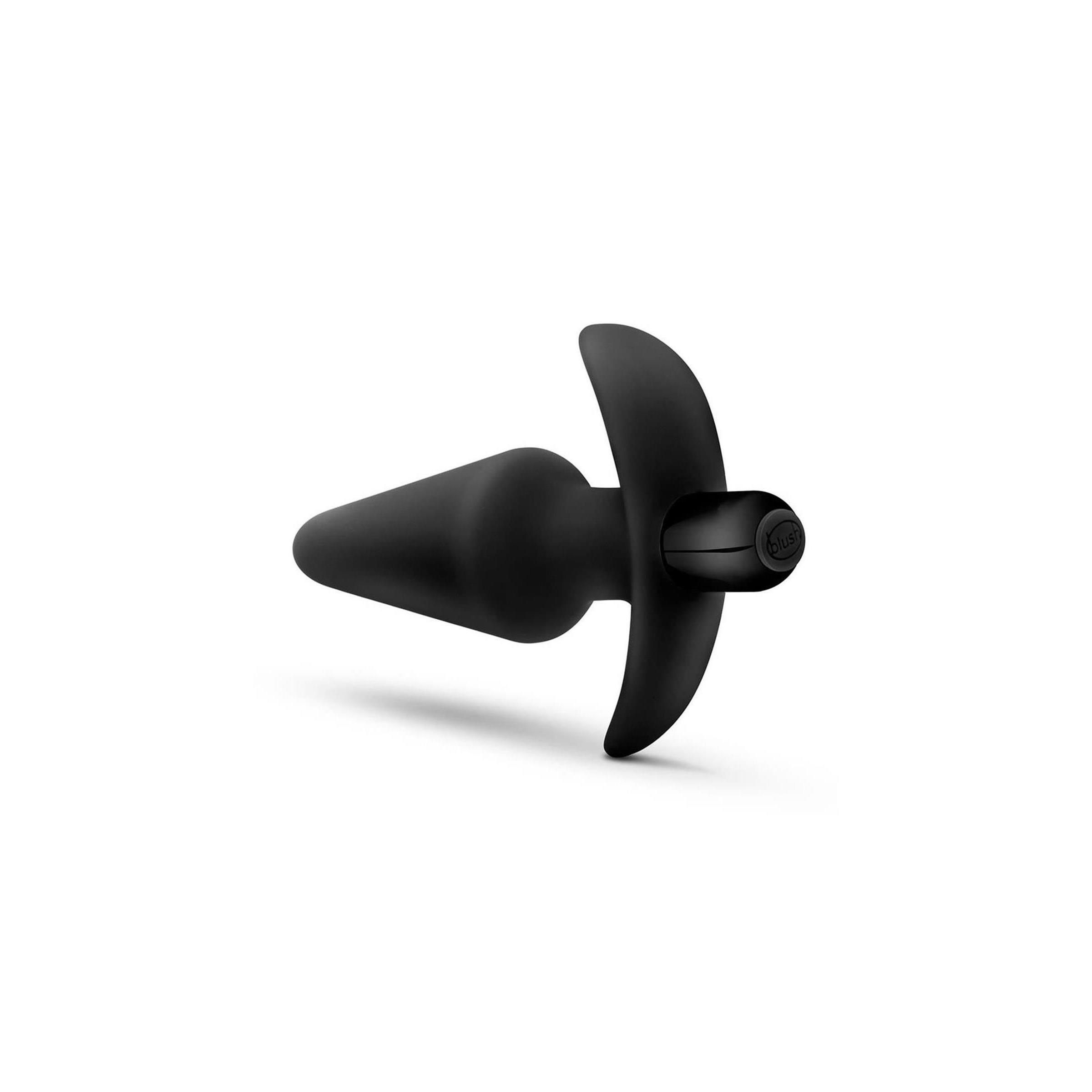 Schwarzer, kegelförmiger Plug mit T-förmigem Griff. Am Griff befindet sich ein kleiner, runder Aufsatz.