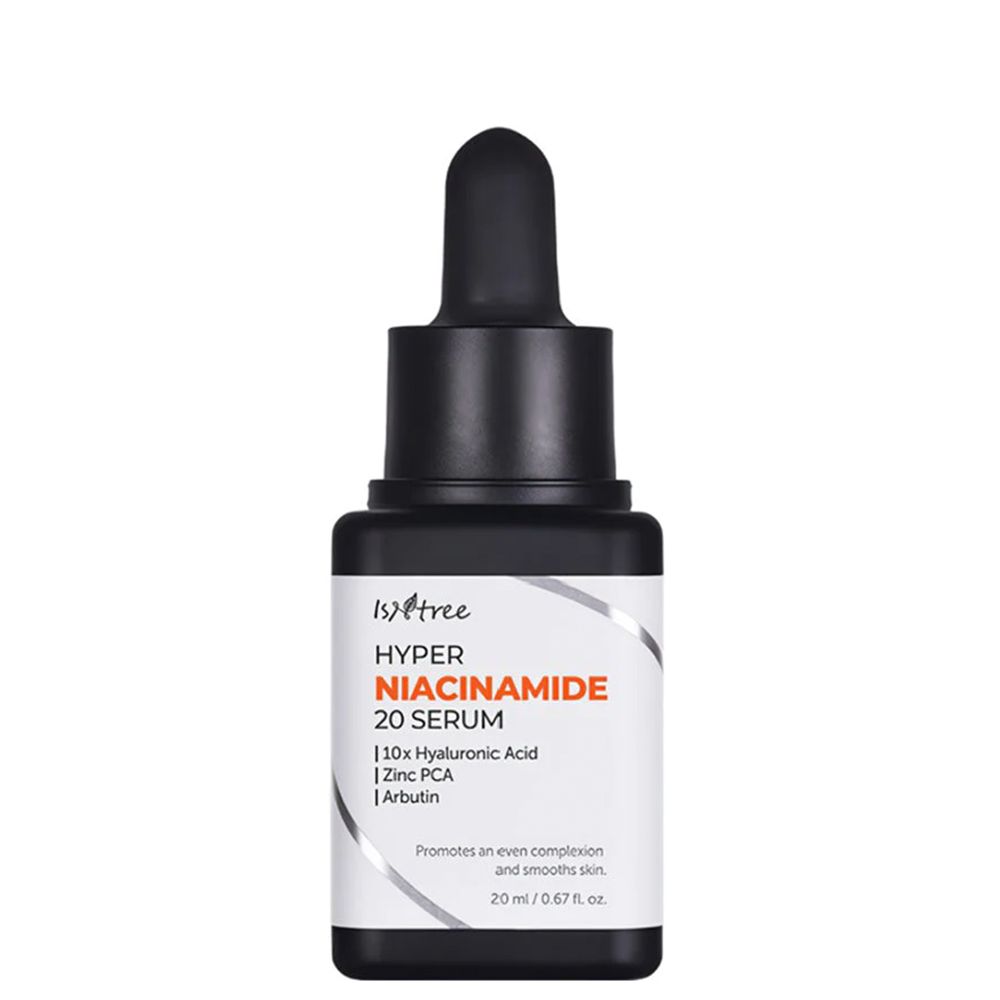 ISNTREE Hyper Niacinamide 20 Serum Flasche mit Pipettenverschluss.