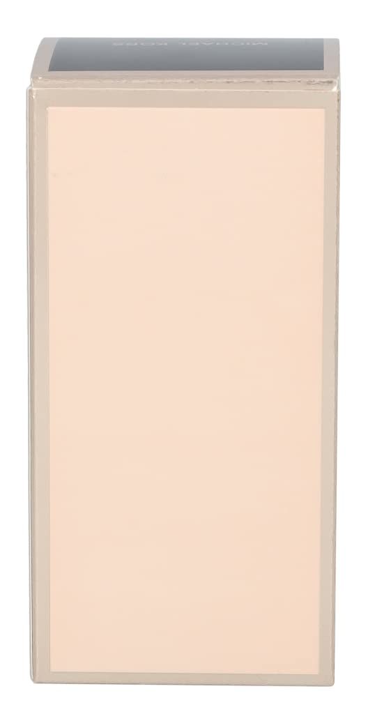 Rosafarbene Schachtel von Michael Kors Gorgeous Eau de Parfum Spray. Rechteckige Form mit goldenem Akzent. Schwarzer Deckel.