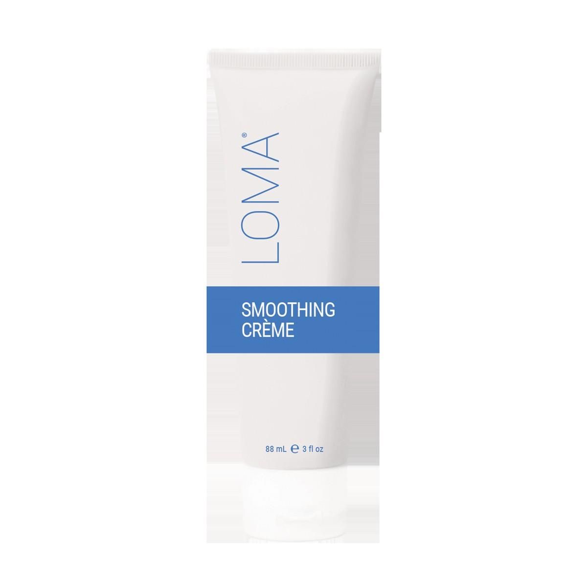 Tube LOMA Smoothing Crème. Weiß mit blauem Streifen. Text: LOMA, Smoothing Crème, 88 ml e 3 fl oz.