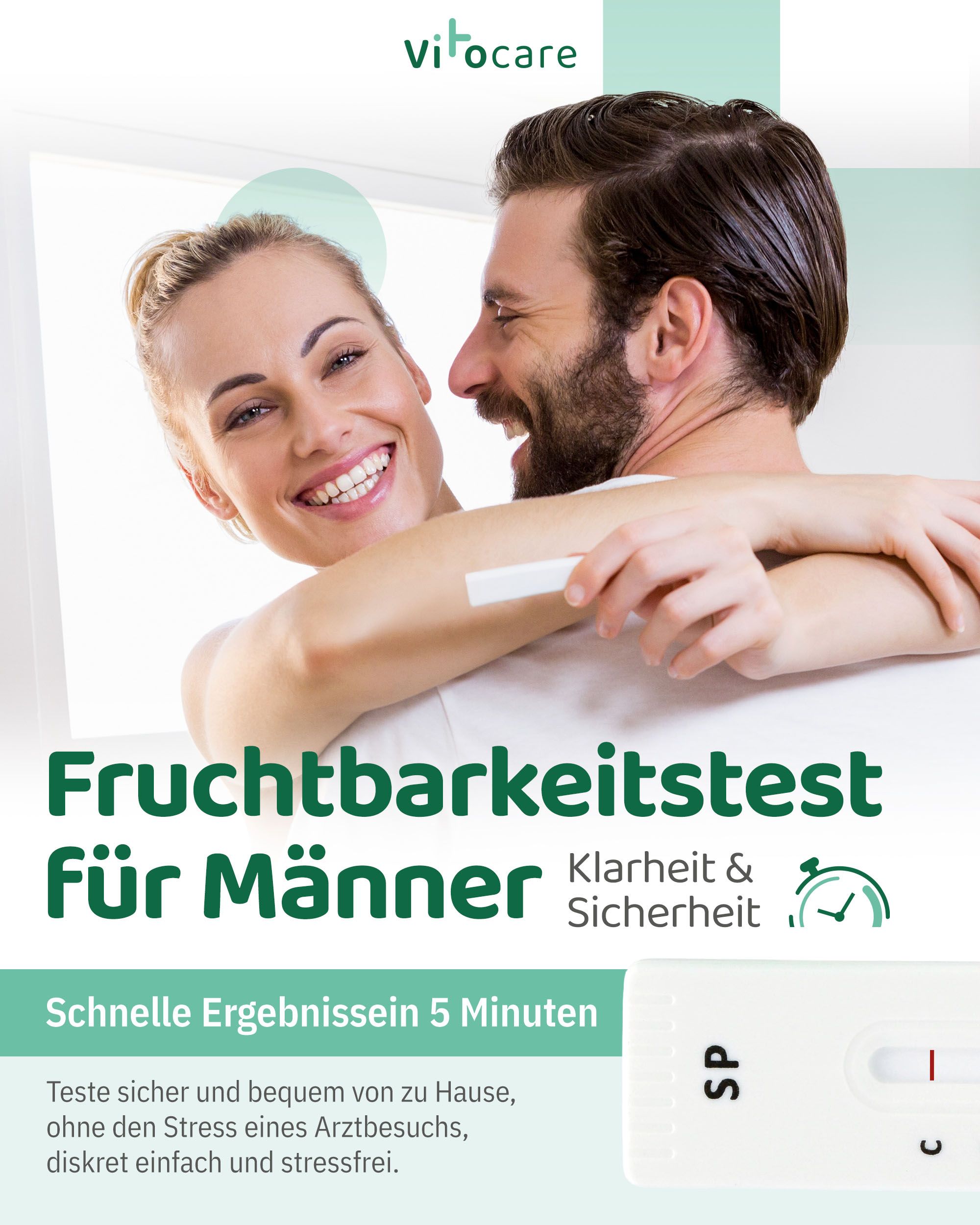 VITOCARE Fruchtbarkeitstest Sperma Test für Männer zu Hause