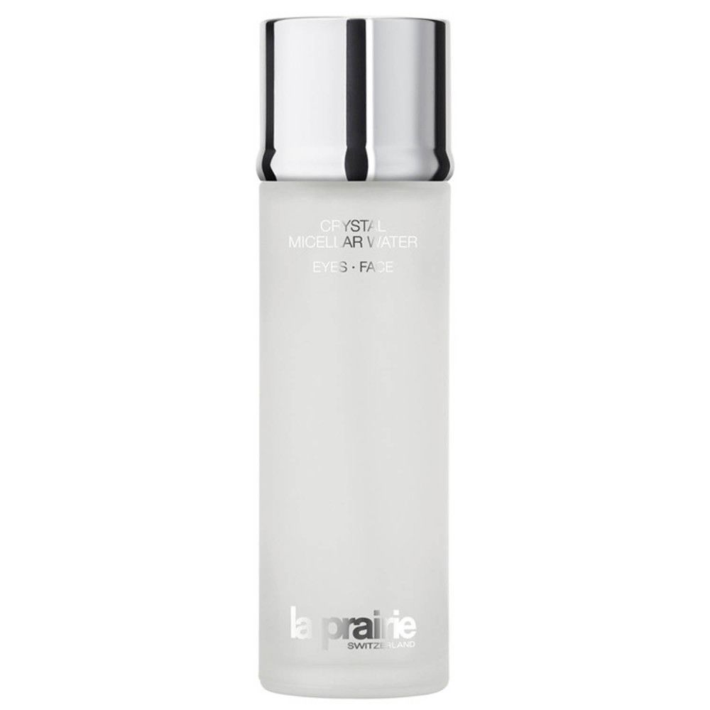 La Prairie Flakon mit silbernem Verschluss, milchig-weißem Glas und silbernem Aufdruck.