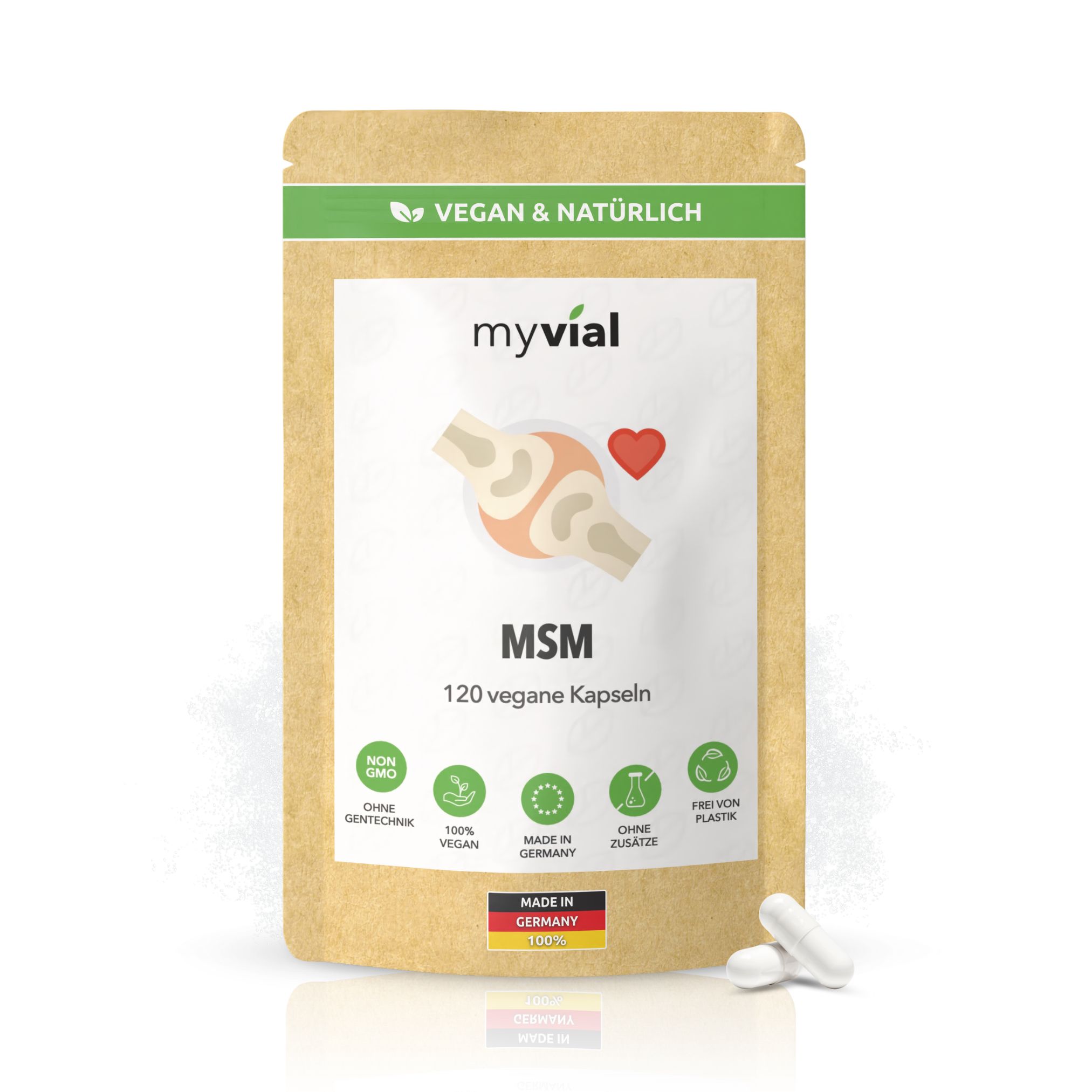 myvial® MSM Kapseln - natürlicher Schwefel - 800 mg hochdosiert