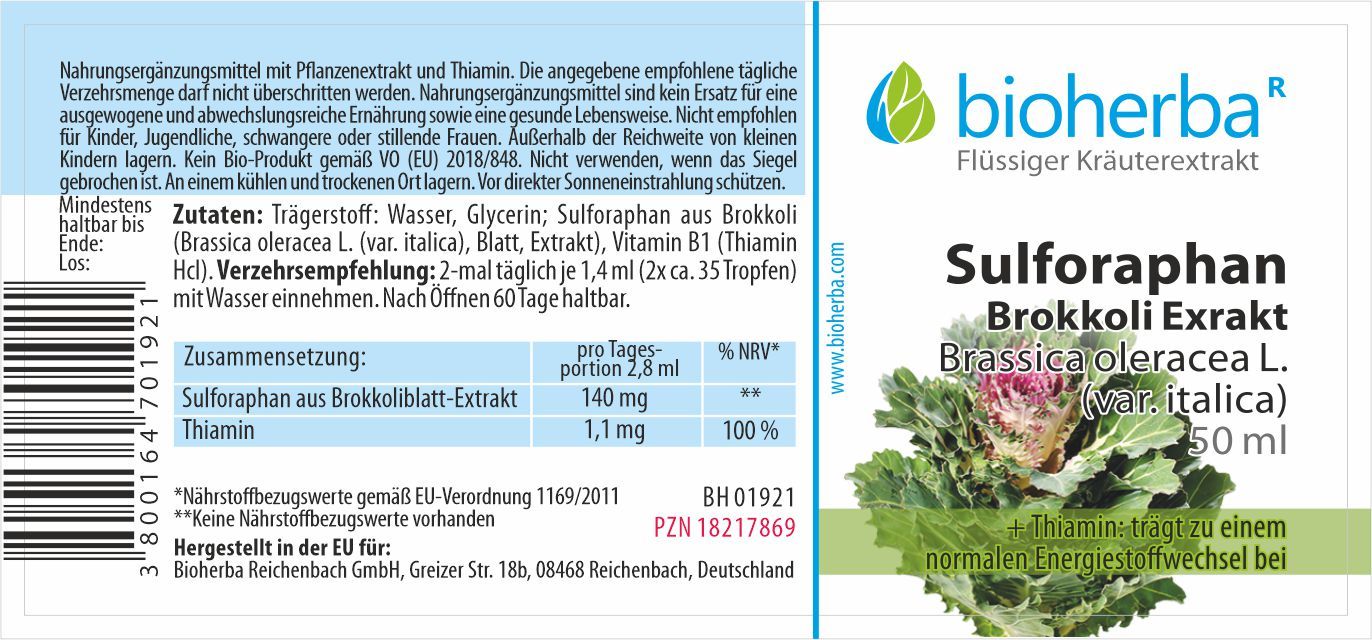 Sulforaphan Brokkoli Exrakt Tropfen Tinktur 50 ml PZN 18217869