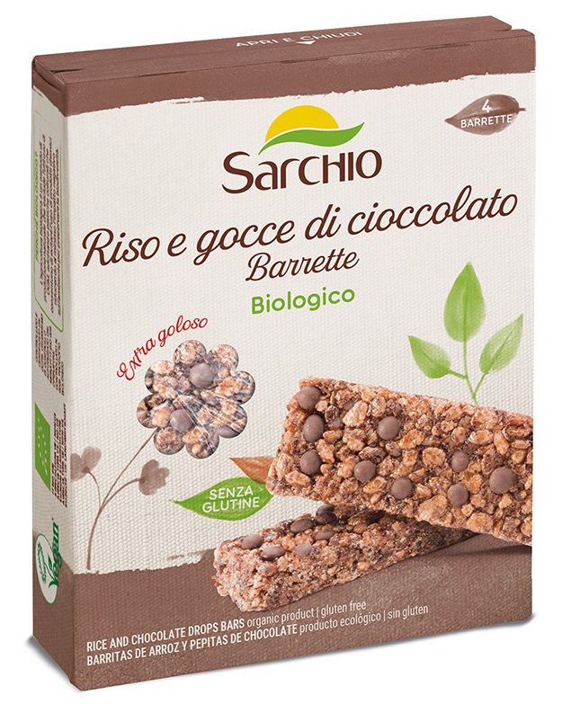 Barrette di Riso e Gocce di Cioccolato Senza Glutine - Sarchio