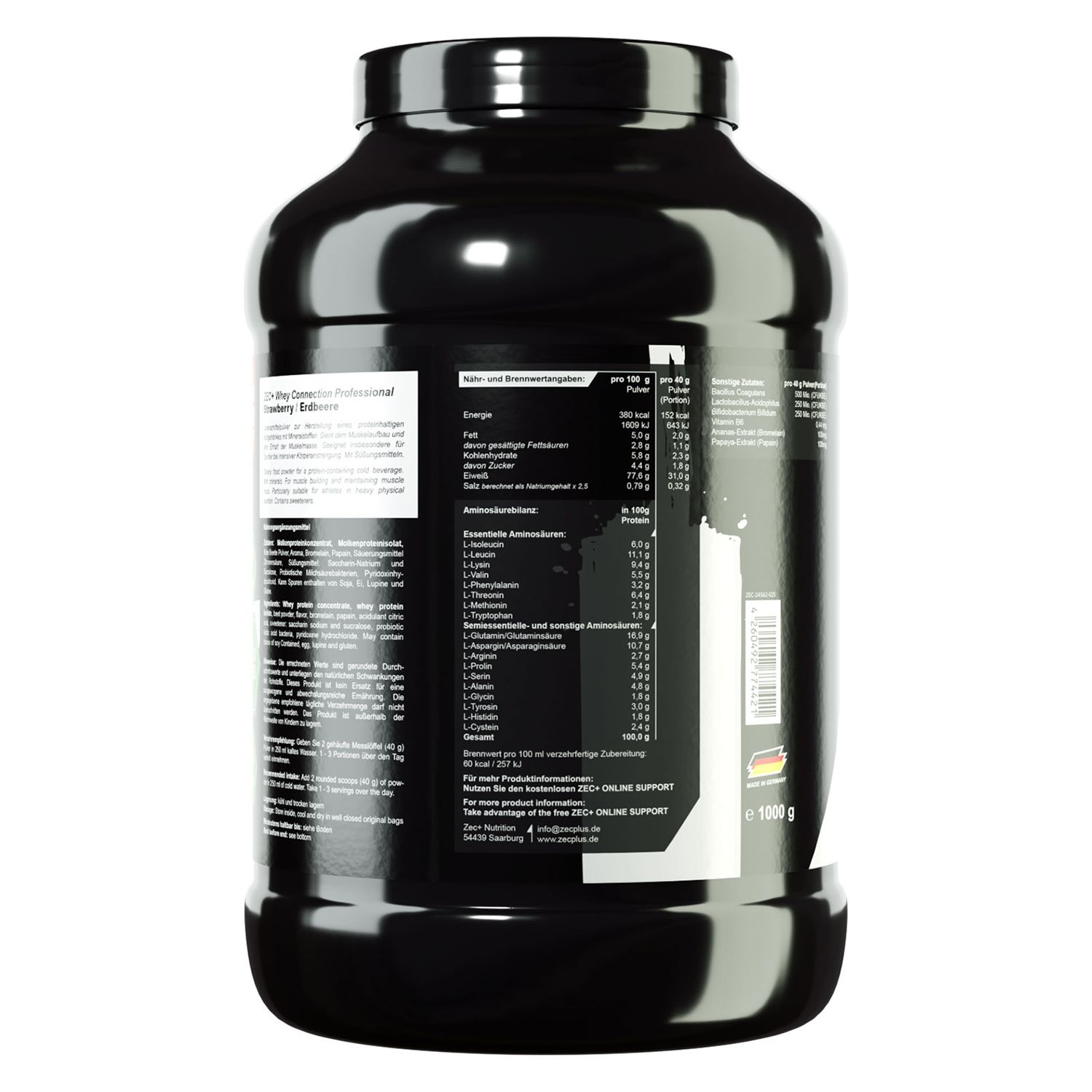 Zec+ Whey Connection Professional Protein/ Eiweiß Erdbeere 1000 g Pulver